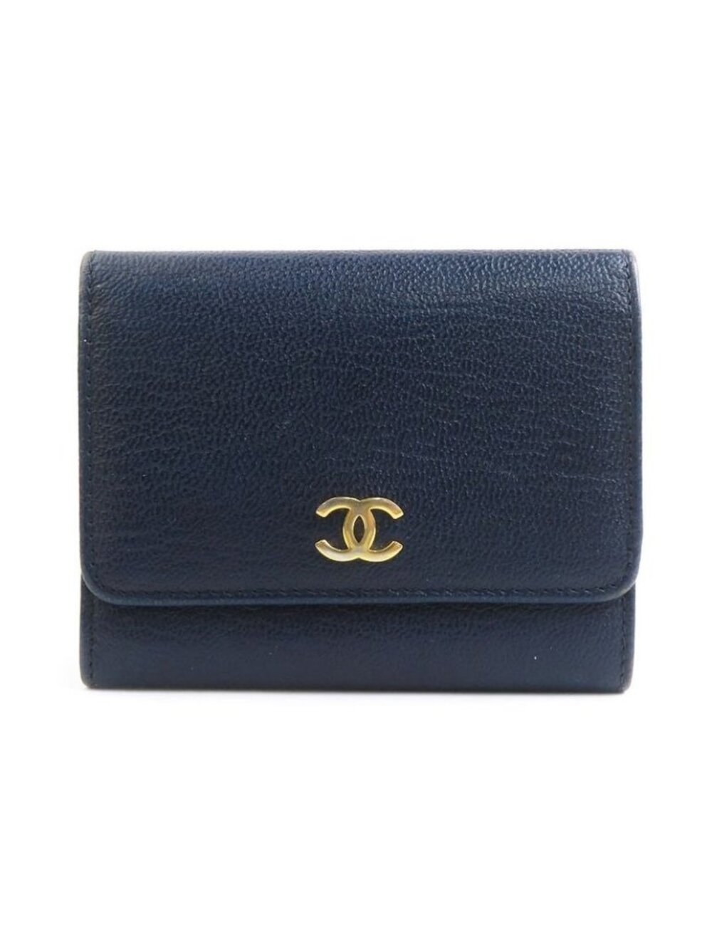 Chanel Trifold Navy Wallet